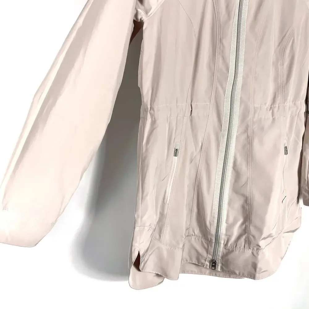 Athleta Drip Drop Jacket Pink Full Zip Hooded Water Repellent Rain Coat‎ Sz XS - Picture 5 of 11